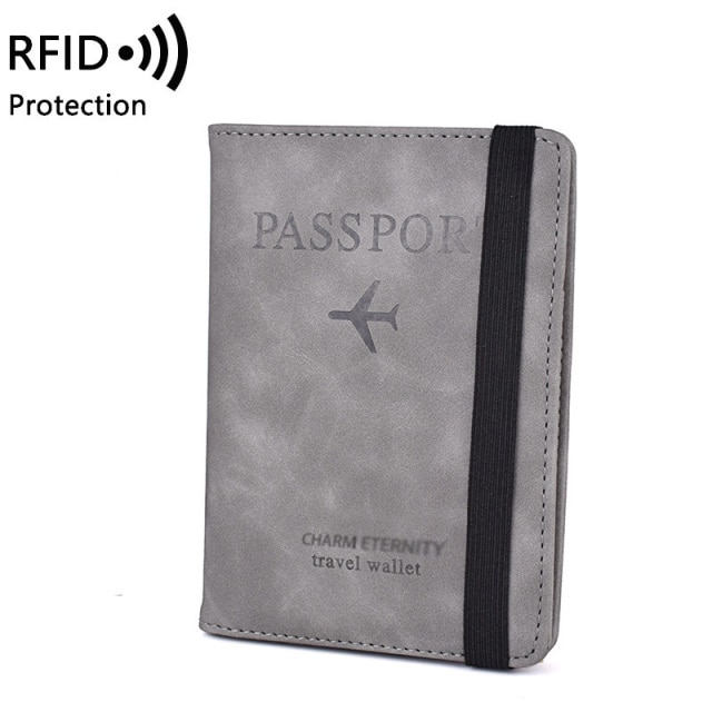 Elastic Band Leather Grey Passport Cover | Passport Cover