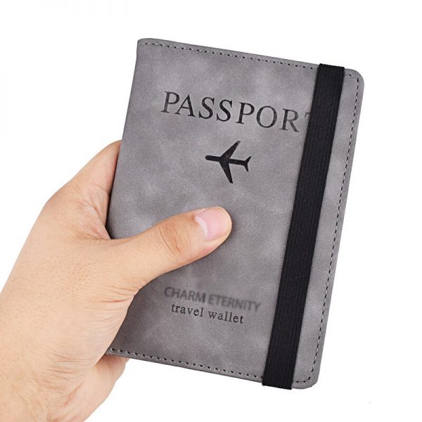 Elastic Band Leather Passport Cover RFID Blocking For Cards Travel Passport Holder Wallet Document Organizer Case 5 - Passport Cover