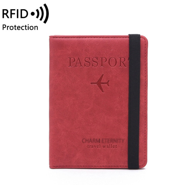 Elastic Band Leather Red Passport Cover | Passport Cover