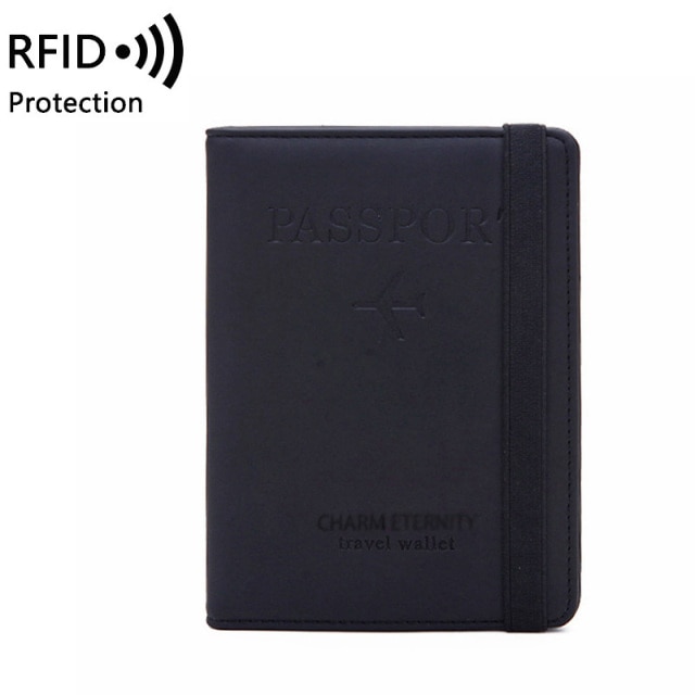 Elastic Band Leather Black Passport Cover | Passport Cover