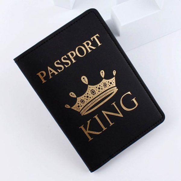 Lover Couple Passport Cover Hot Stamping KING QUEEN Women Men Travel Wedding Passport Cover Holder - Passport Cover