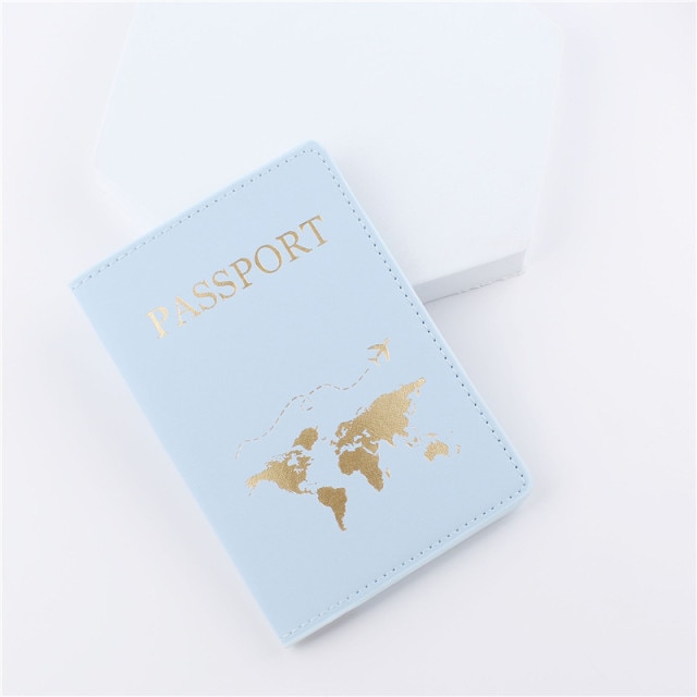 New Map Couple Blue Passport Cover | Passport Cover